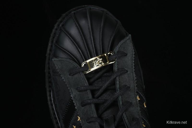 Adidas Superstar JR5114 Clot Collaboration Shell Toe Skate Shoes with Perforated Leather Upper - JR5114