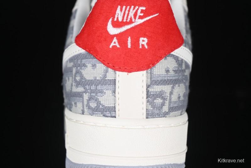 Nike Air Force 1 '07 Low Dior Collaboration - Grey Pattern Low-Top Casual Sneakers - DF0188-021