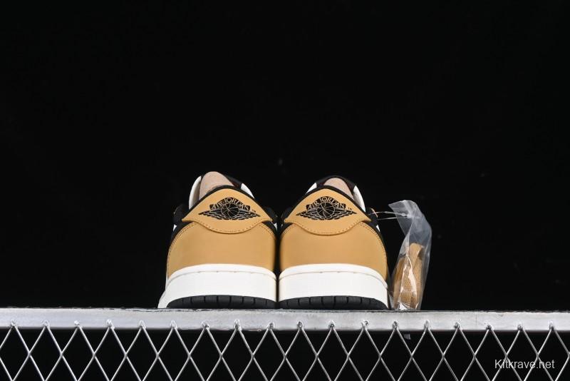 Nike Air Jordan 1 Low OG AJ1 White Yellow Black Swoosh Casual Sneakers - CZ0790-107