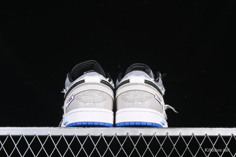 Nike Air Jordan 1 Low Retro Basketball Shoes Panda Prank Surf Fishing Overfishing Blue Brown Gray - 553558-140