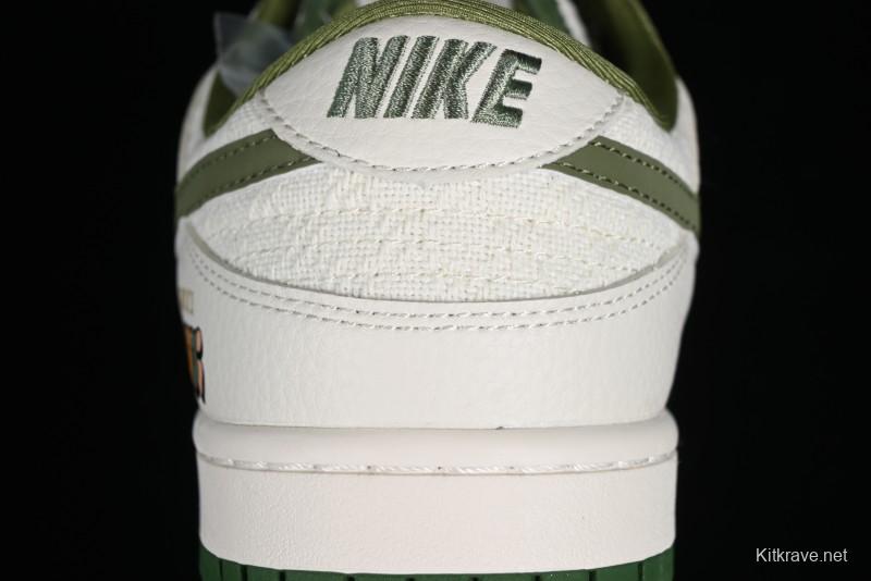 Nike SB Dunk Low Gucci Collaboration - Beige Green Woven Fabric Anniversary High-End Custom Low-Top Casual Skate Shoes - DQ1098-368