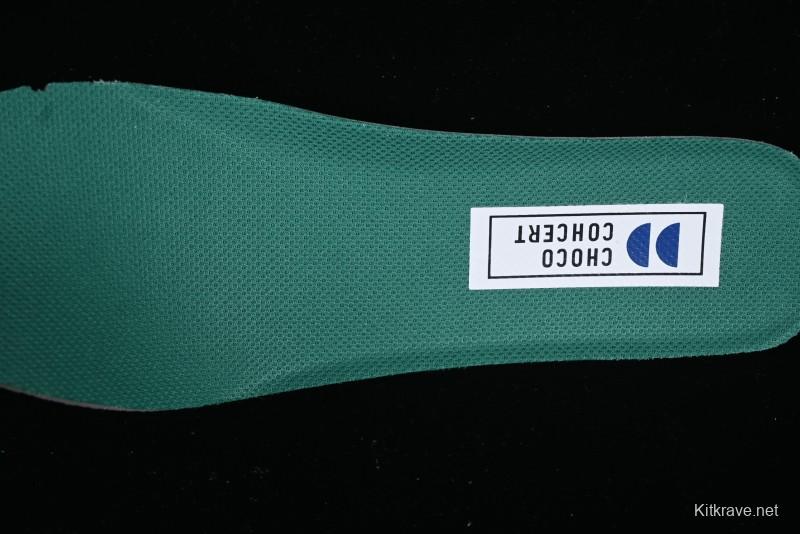 Choco Concert Leather Round Square Asymmetric Fashion Sneakers White Green - AJE5