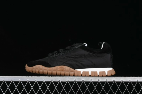 Miu Miu Suede Round Toe Lace-Up Women's Low-Top Casual Shoes - 99D4