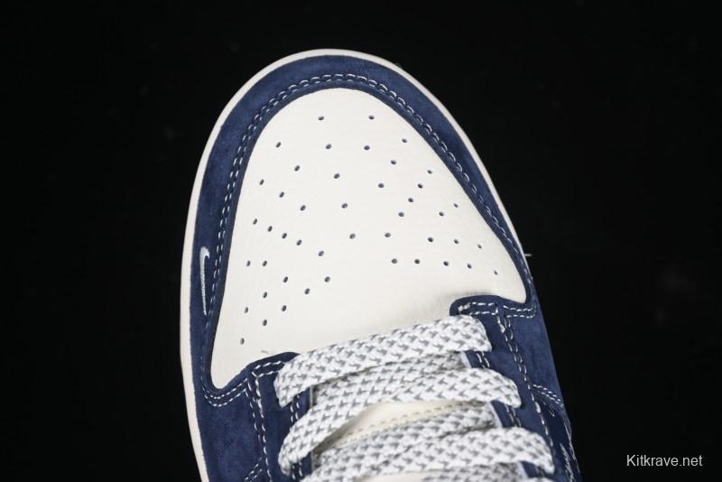 Nike SB Dunk Low Stussy Collaboration Suede Blue Anniversary Custom Low-Top Casual Sneakers - XS1086-009