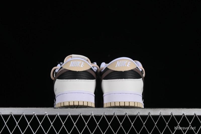 Nike Dunk Low Chestnut Letter High Street Black Brown Deconstructed SB Strap Low Top Casual Skate Shoes - DV0831-003
