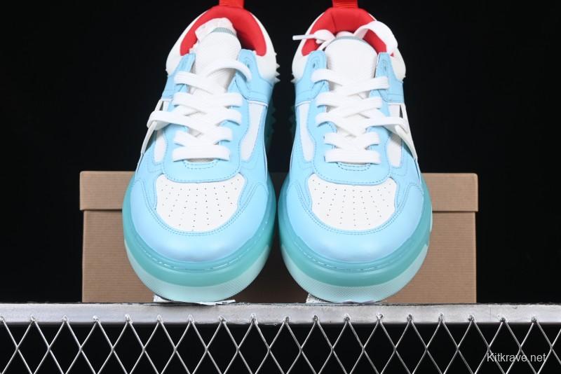 Christian Louboutin Funnyto Flat Comfortable Fashion Low-Top Sneakers with Raw Ice Blue Sole - X.D4