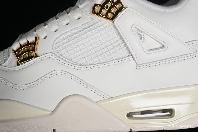 Nike Air Jordan 4 Retro Sneakers with Metallic Gold Design - AQ9129-170