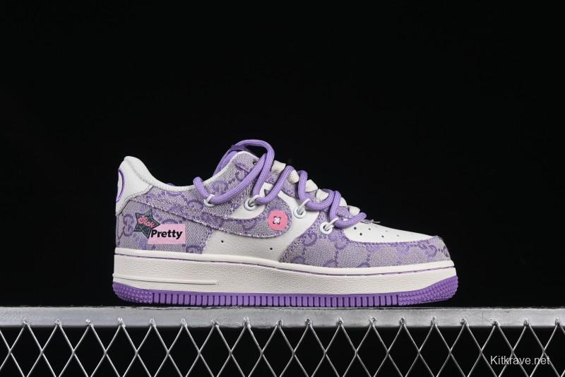 Nike Air Force 1'07 Low "Purple Star" Custom Casual Sneakers - BD7700-220