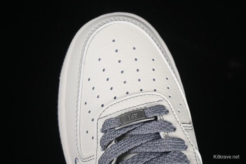 Nike Air Force 1 '07 Low Stussy Collaboration Grey Swoosh Casual Sneakers - HH7518-041