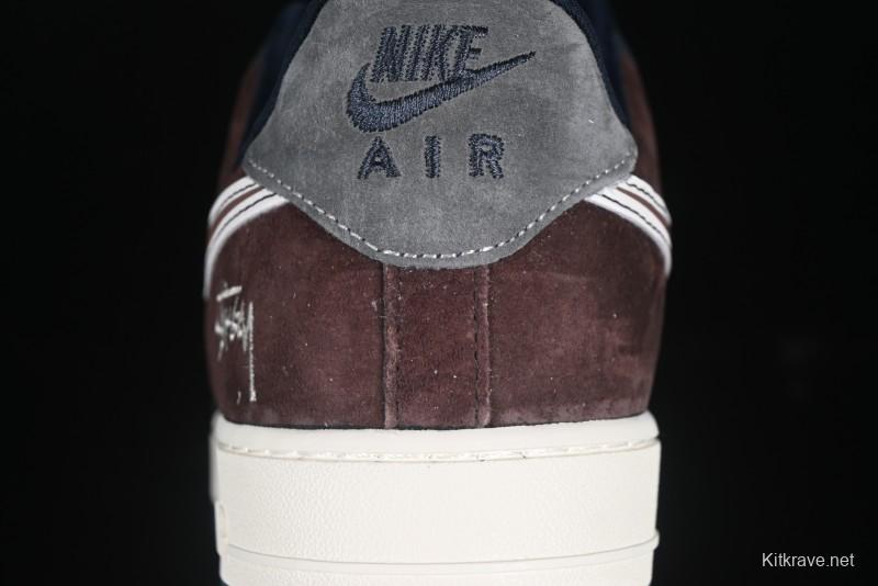 Nike Air Force 1 '07 Low Stussy Collaboration White Blue Chocolate Low-Top Casual Sneakers - KK1988-061