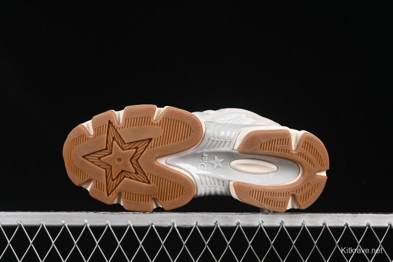 Dior Chrono Round Toe Lace-Up Lifestyle Casual Running Sneakers - 24W Beige