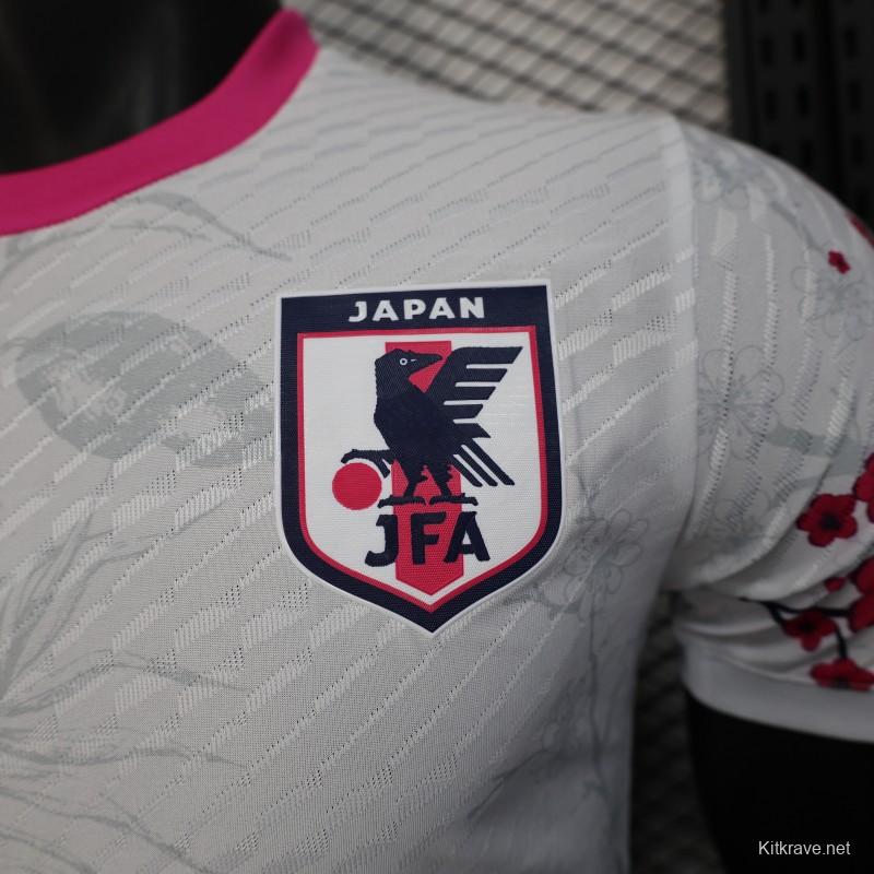 Player Version 2025 Japan White with Blue and Red Bird Jersey
