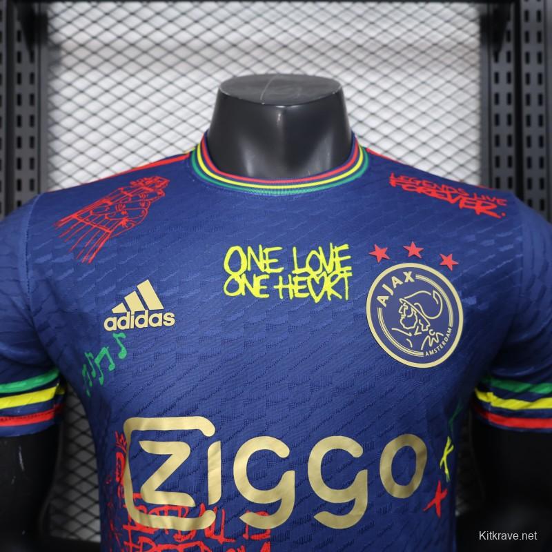 Player Version 25/26 JAjax Jersey with Bob Marley Tribute Design and Inspirational Quotes