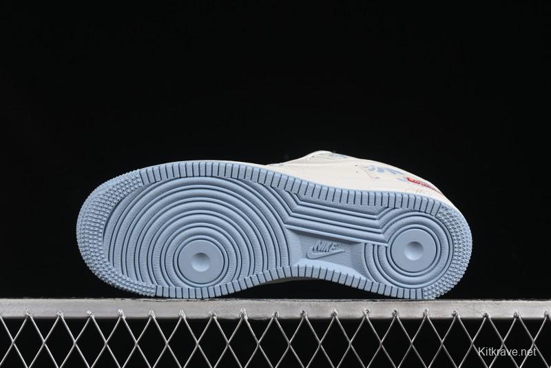 Nike Air Force 1'07 Low Supreme Co-branded Blue and White Casual Sneakers - XX3168-137