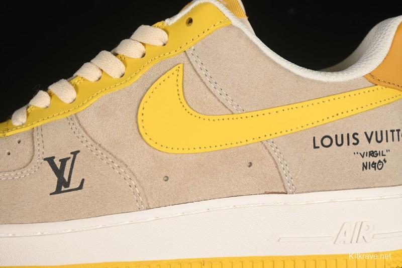 Nike Air Force 1'07 Low LV Collaboration Grey Yellow Casual Sneakers - HQ2037-322