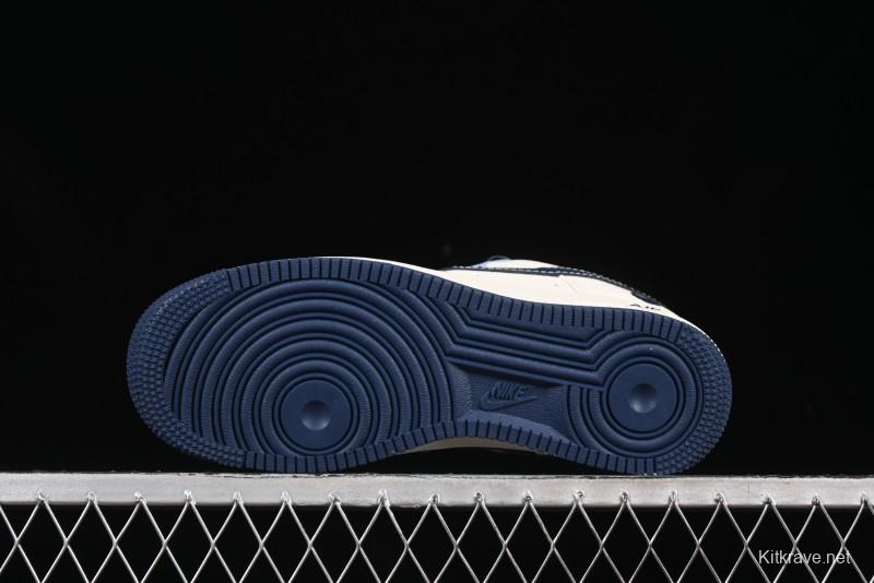 Nike Air Force 1 '07 Low Bape Collaboration Light Blue Swoosh Casual Sneakers - XS1958-554