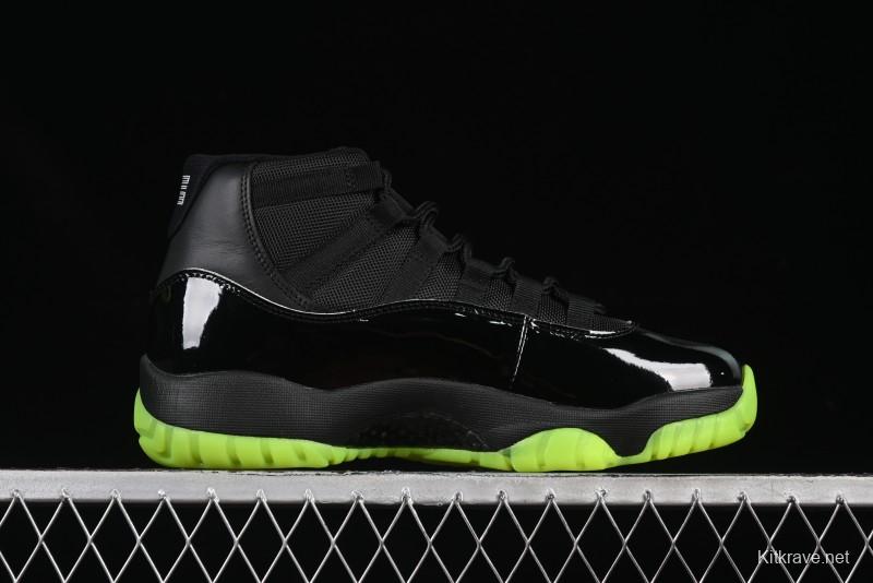 Nike Air Jordan 11 Retro CT8012-003 Basketball Shoes in Black & Guacamole Green