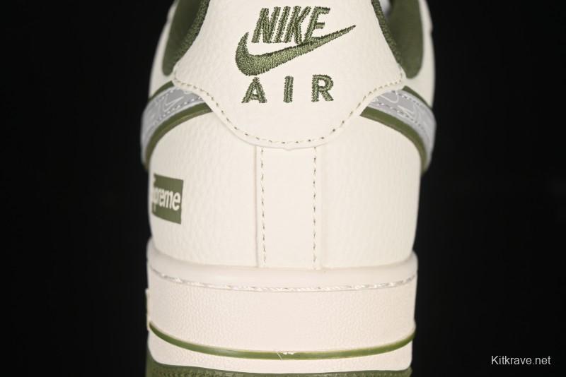 Nike Air Force 1 '07 Low Supreme Collaboration Military Green Multi Swoosh Casual Sneakers - XX3168-148
