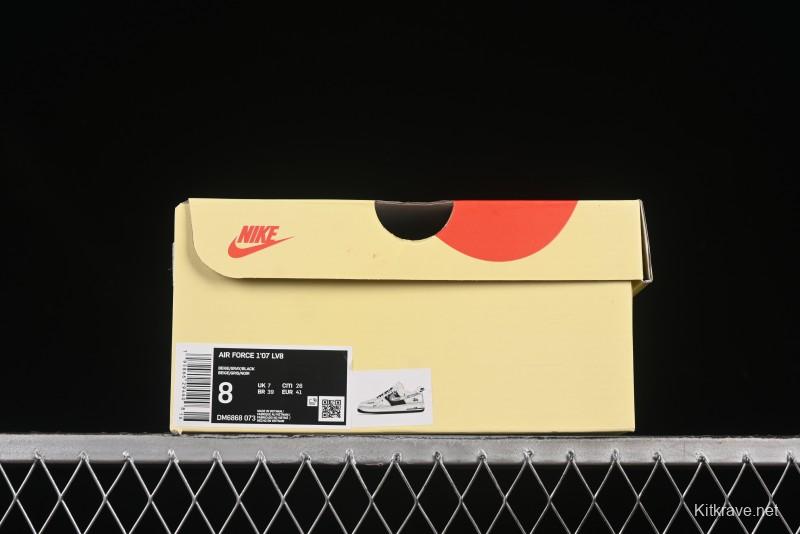 Nike Air Force 1 '07 Low Stussy Collaboration Black Diamond Lace-Up Casual Sneakers - DM6868-073