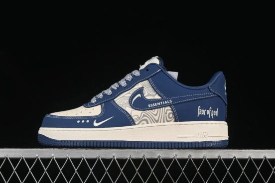 Nike Air Force 1'07 Low FOG Collaboration Beige Blue Ripple Casual Sneakers - KK1988-079