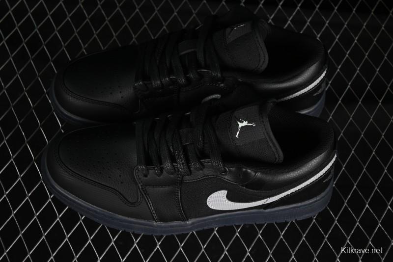 Nike Air Jordan 1 Low AJ1 Basketball Shoes Black White Canvas Leather Panel - HV5968-001