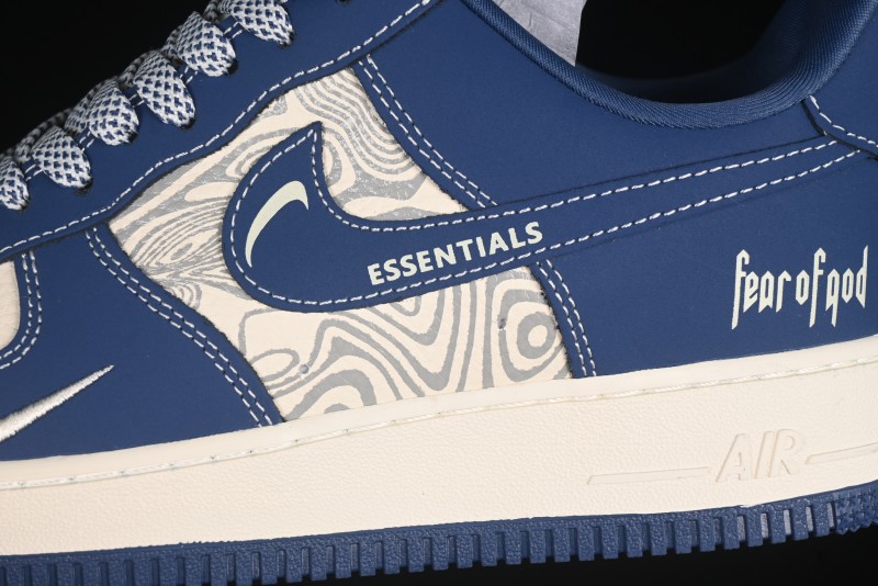 Nike Air Force 1'07 Low FOG Collaboration Beige Blue Ripple Casual Sneakers - KK1988-079