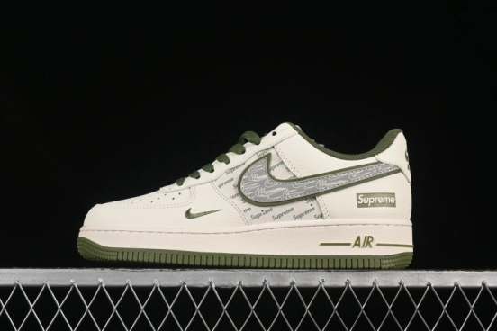 Nike Air Force 1 '07 Low Supreme Collaboration Military Green Multi Swoosh Casual Sneakers - XX3168-148