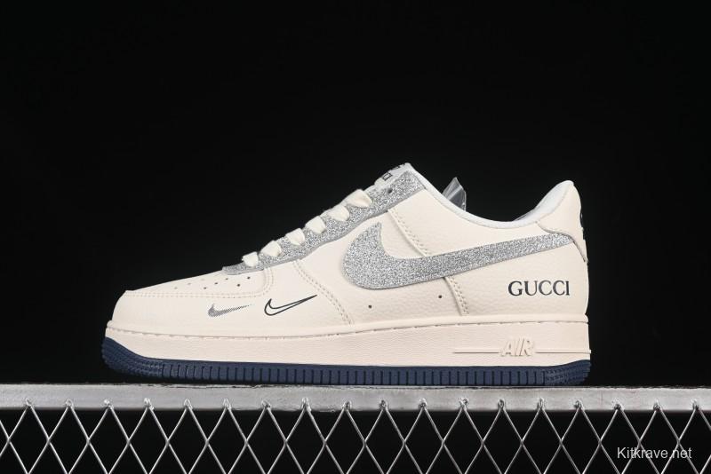 Nike Air Force 1 '07 Low Gucci Collaboration Silver Swoosh Casual Sneakers - XS1958-546
