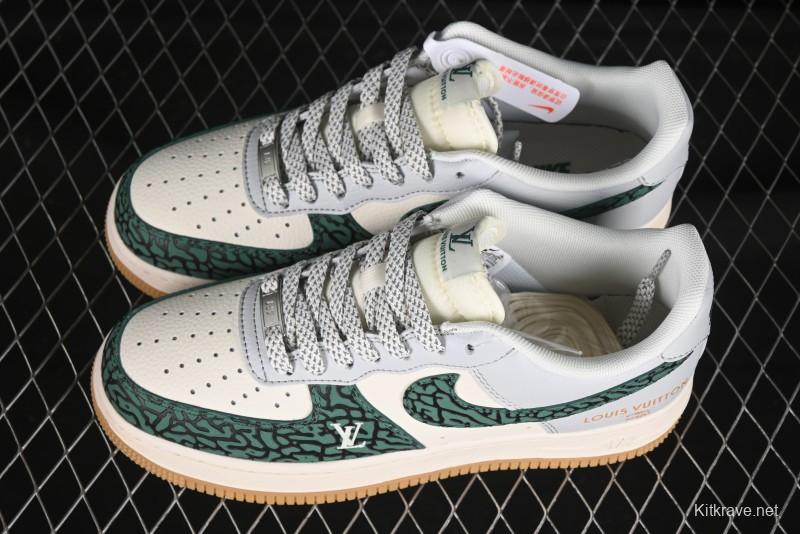Nike Air Force 1 '07 Low LV Collaboration Green Stone Grain Gum Sole Casual Sneakers - ZH2598-306