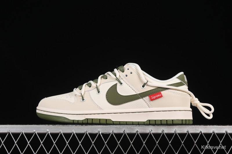 Nike SB Dunk Low Sup Anniversary Customized Low-Top Skateboarding Shoes with Strap and Green Swoosh - DM6868-090