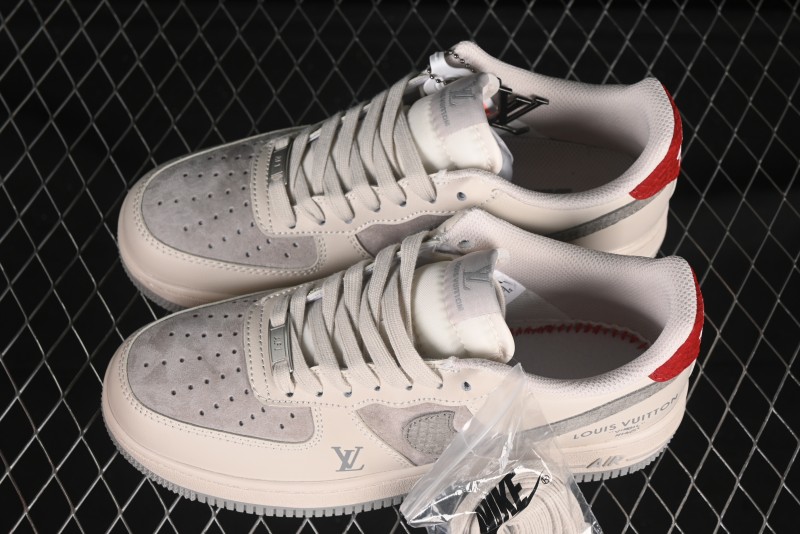 Nike Air Force 1 '07 Low LV Collaboration Beige Grey Snake Swoosh Casual Sneakers - XX3168-130