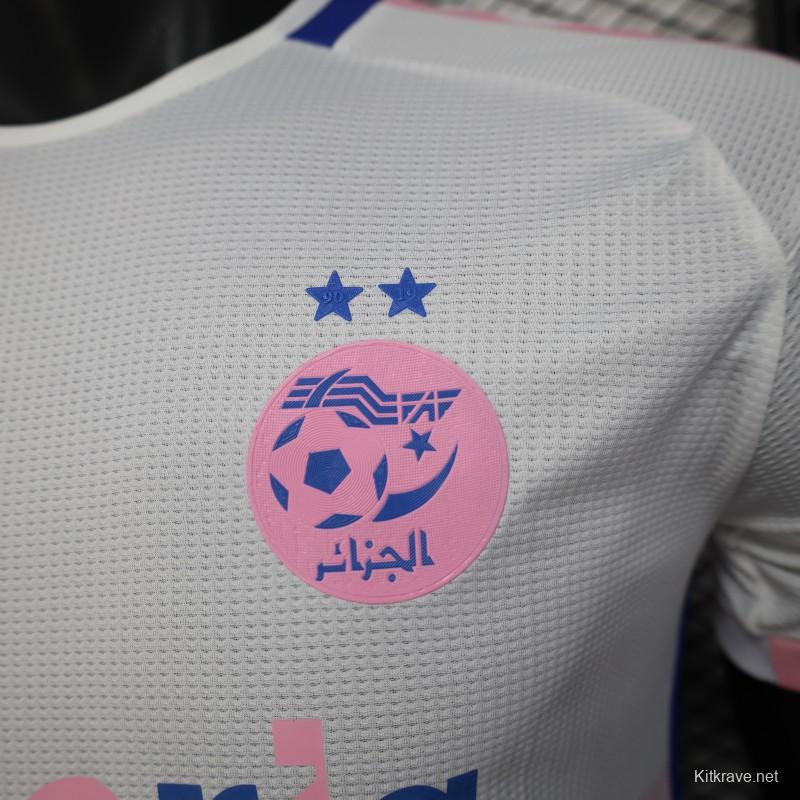 Player Version 2025 Algeria White-Pink with Country Map Design Jersey