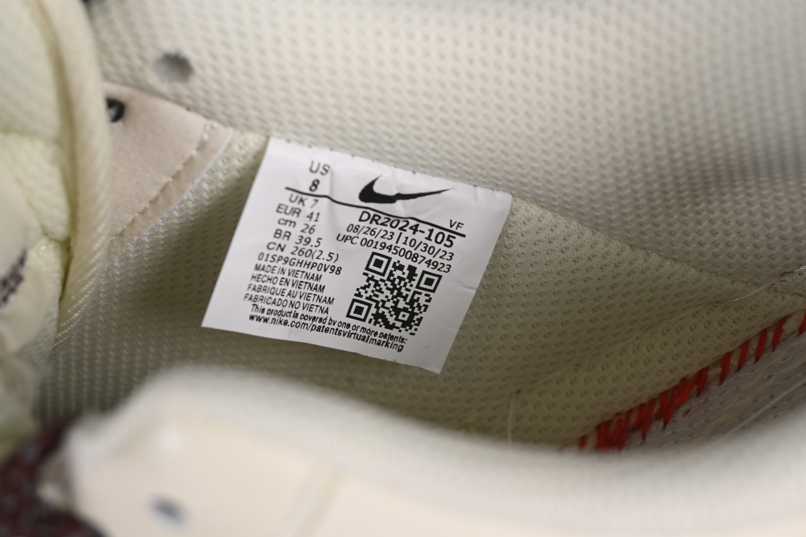 Nike Air Force 1'07 Low "Dream" Casual Sneakers with White Wine Red Swoosh - DR2024-105