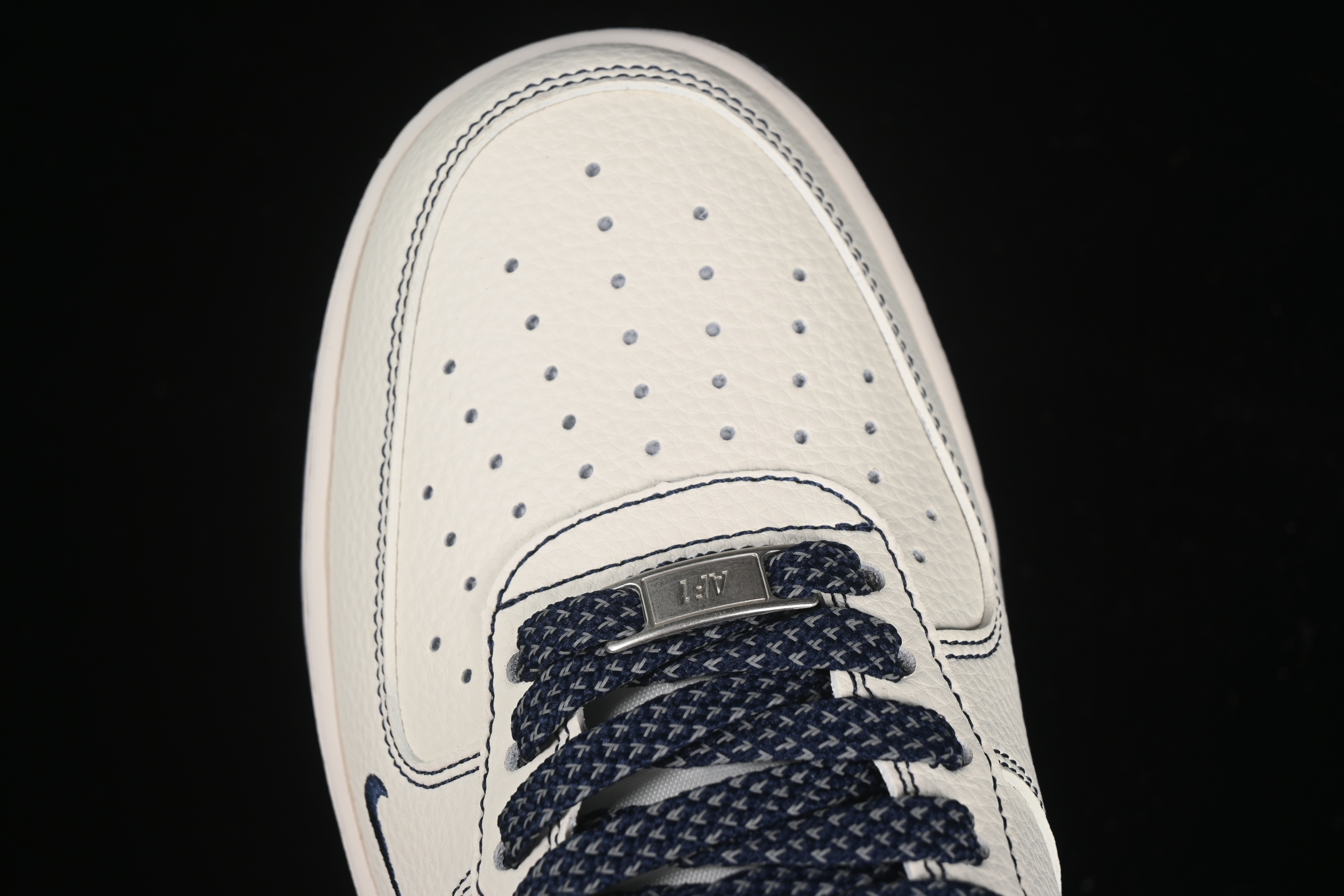 Nike Air Force 1 '07 Low Stussy Collaboration Dark Blue Mini Swoosh Casual Sneakers - HH7518-061