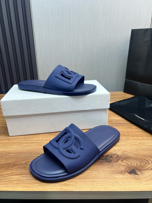 2025 Slippers Dolce & Gabbana Blue Rubber Slippers