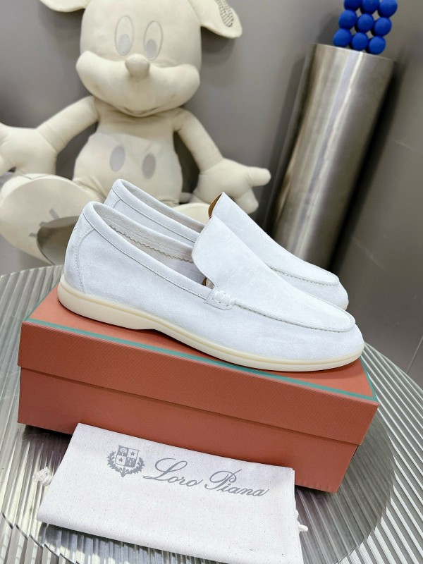 2024 Unisex Le Parmentier White Calf Suede Loafers MJ00270