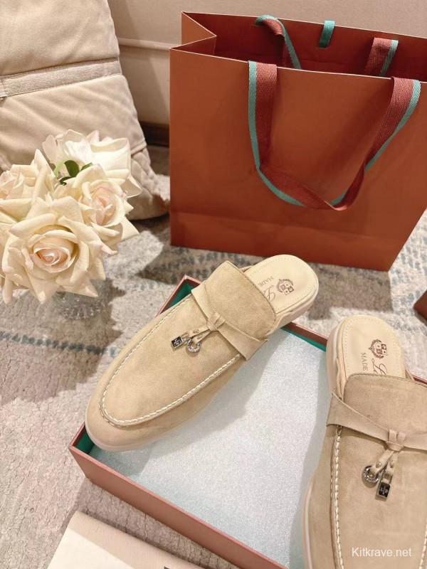 2025 Slippers Loro Piana Beige Suede Slippers