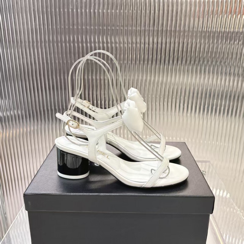 2025 Women Chanel White Leather Sandal Bow LY00260