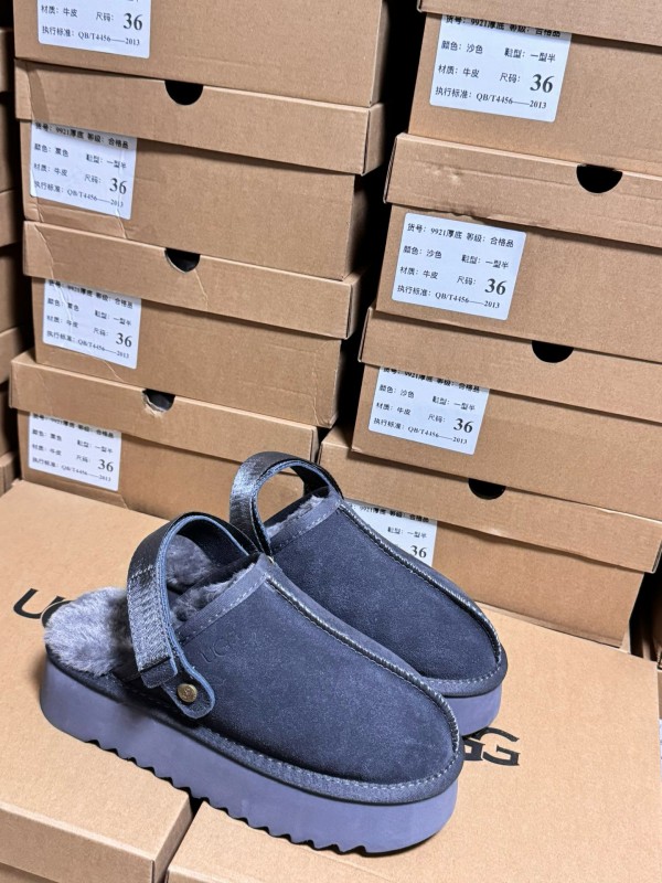 2024 Women UGG Grey Suede Slip-On Slippers MJ00170