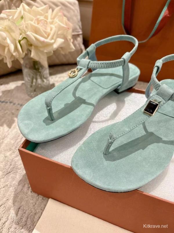2025 Women LP Light Blue Suede Sandals LY00250