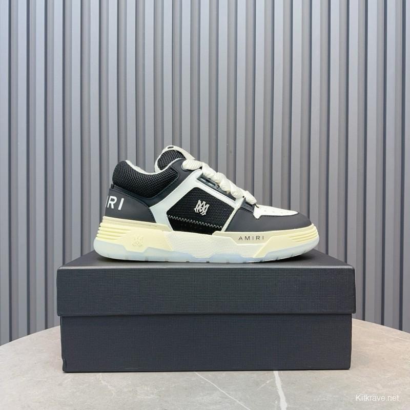 2024 Unisex Amiri Black White Leather Sneakers MJ00360