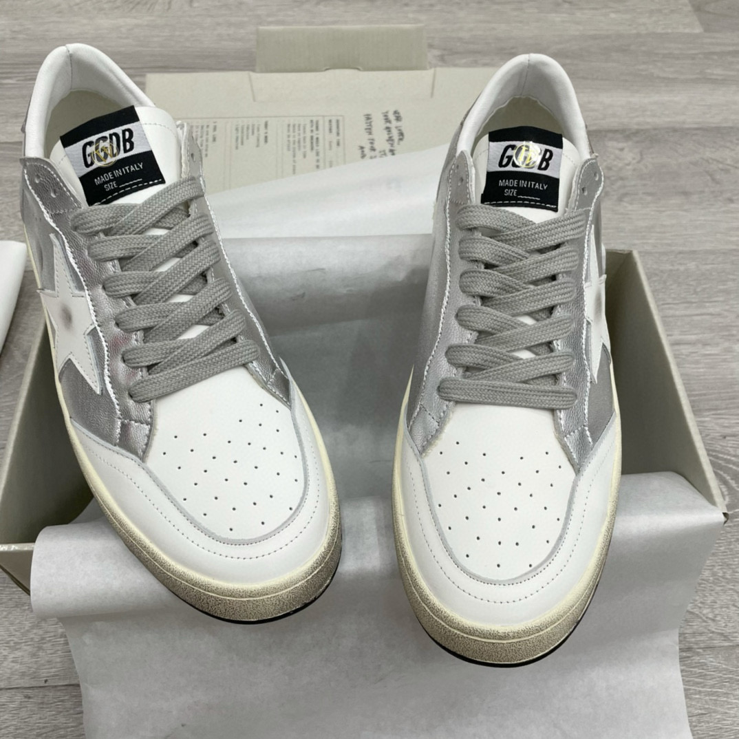 2024 Unisex GGDB White Silver Leather Low Top Sneakers MJ00260