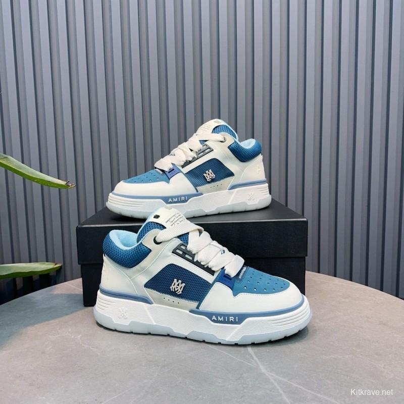 2024 Unisex AMIRI Blue White Leather Mesh Sneakers MJ00360