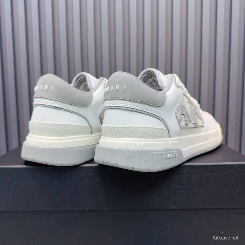 2025 Unisex Amiri White Grey Leather Sneakers MJ00360