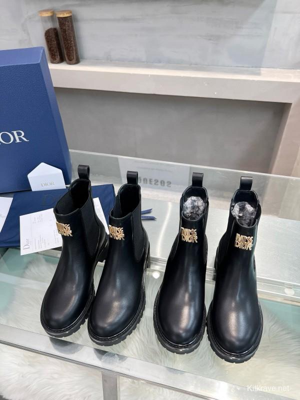 2024 Women Dior Black Leather Boots MJ00350