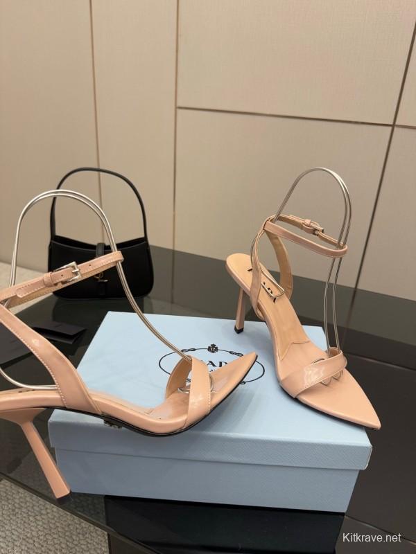 2025 Women Prada Nude Leather Sandals