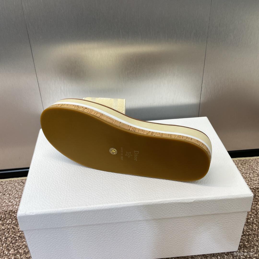 2025 Slippers Dior Beige Canvas Slippers