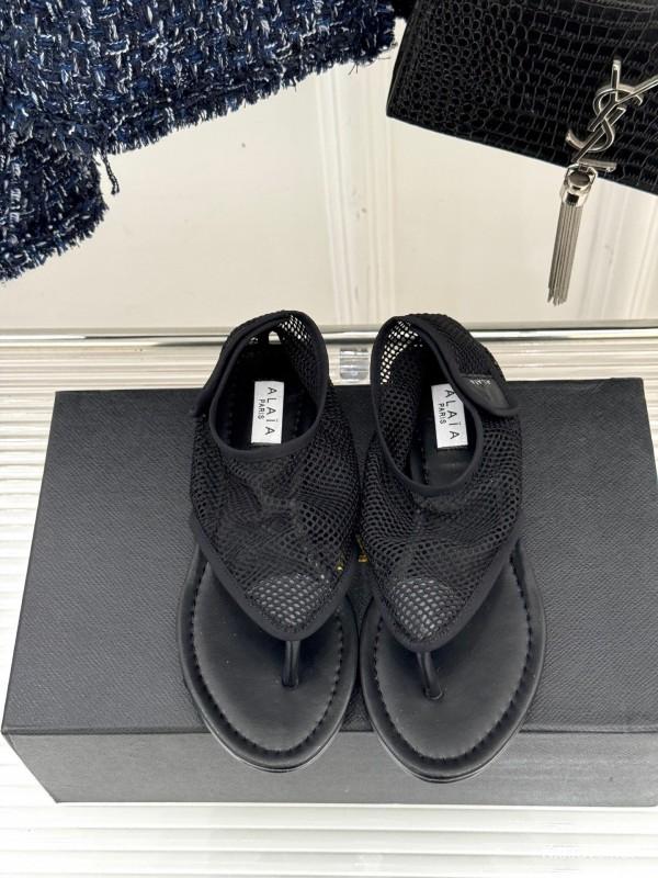 2025 Women YSL Black Mesh Sandals