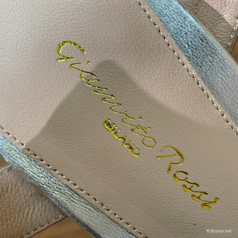 2025 Women Gianvito Rossi Silver Leather Platform Sandals