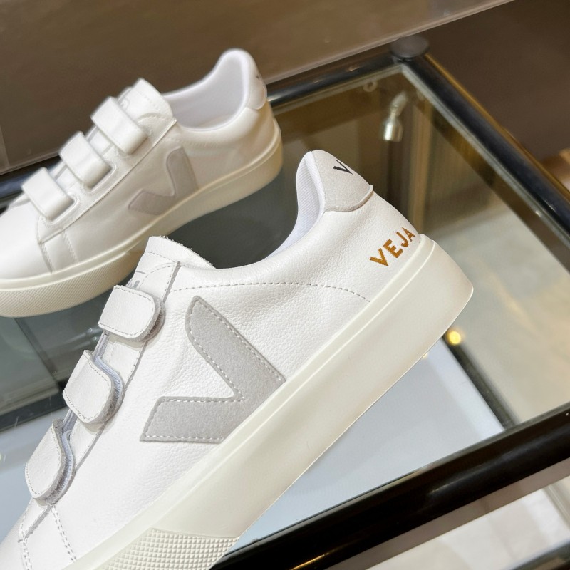 2025 Unisex VEJA White Leather Canvas Sneakers V-Logo MJ00240